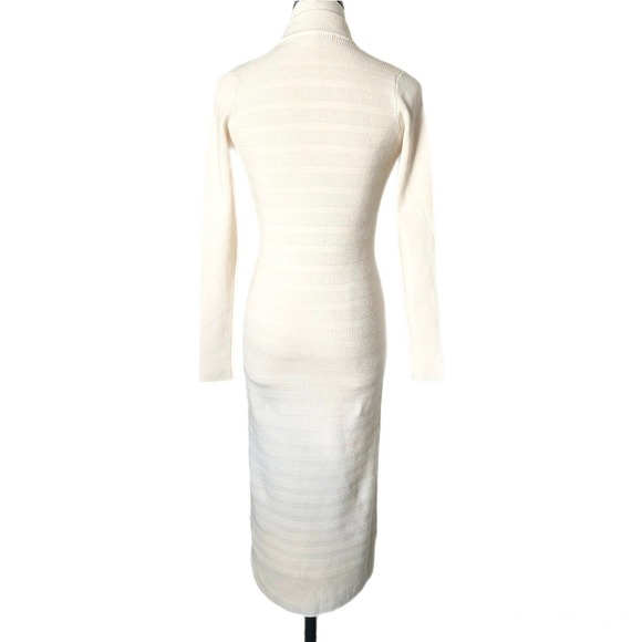Jonathan Simkhai Ribbed Knit Cutout Choker Neck Wool Midi Dress Cream Size XS - Picture 4 of 6